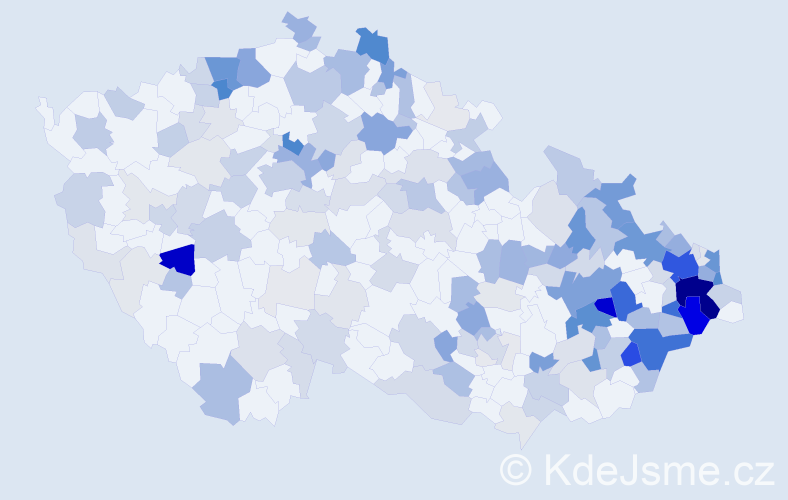 Příjmení: 'Baran', počet výskytů 676 v celé ČR