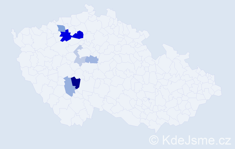 Příjmení: 'Rouša', počet výskytů 14 v celé ČR