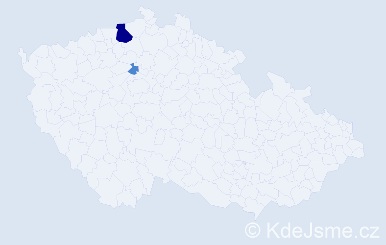 Příjmení: 'Prádl', počet výskytů 4 v celé ČR
