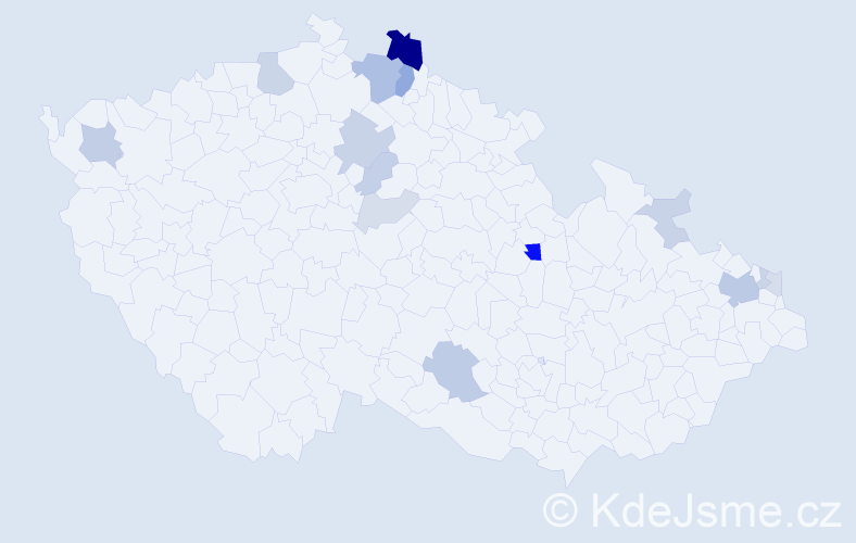 Příjmení: 'Krága', počet výskytů 37 v celé ČR