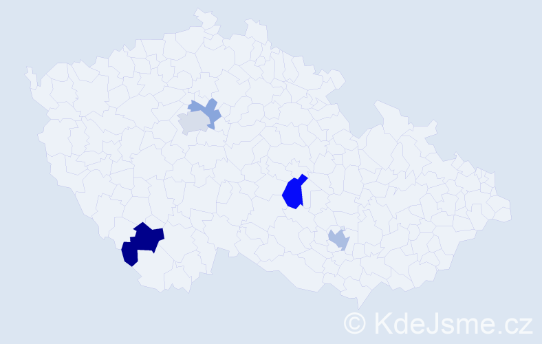 Příjmení: 'Vorčák', počet výskytů 9 v celé ČR
