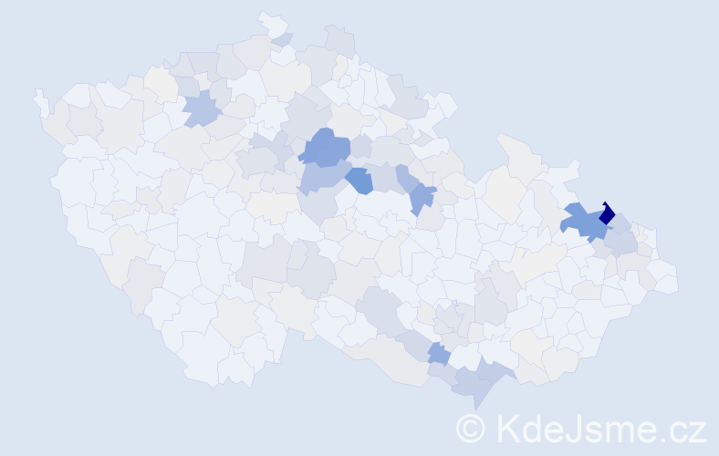 Příjmení: 'Kurka', počet výskytů 935 v celé ČR
