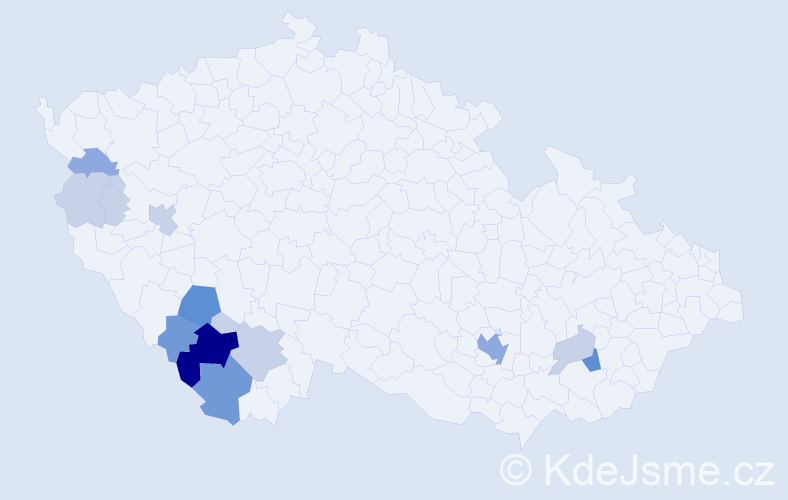 Příjmení: 'Markovec', počet výskytů 40 v celé ČR