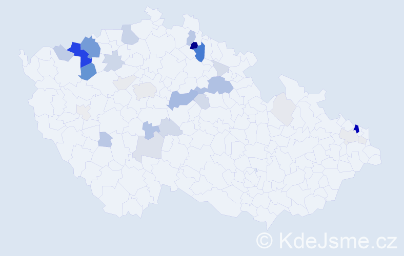 Příjmení: 'Farbár', počet výskytů 123 v celé ČR