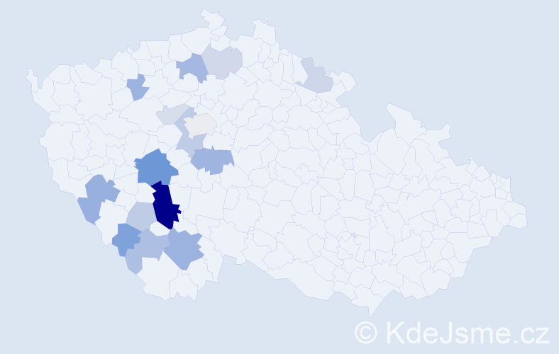 Příjmení: 'Těhlová', počet výskytů 37 v celé ČR