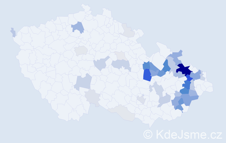 Příjmení: 'Košárek', počet výskytů 205 v celé ČR