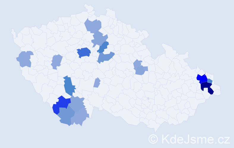 Příjmení: 'Rajko', počet výskytů 59 v celé ČR