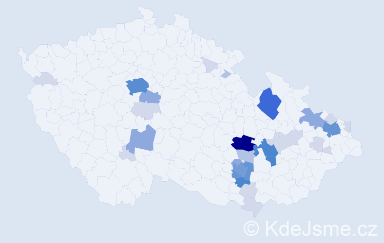 Příjmení: 'Vichtová', počet výskytů 92 v celé ČR