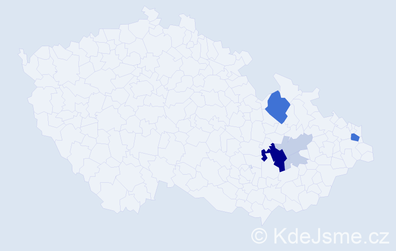Příjmení: 'Kotrysová', počet výskytů 25 v celé ČR
