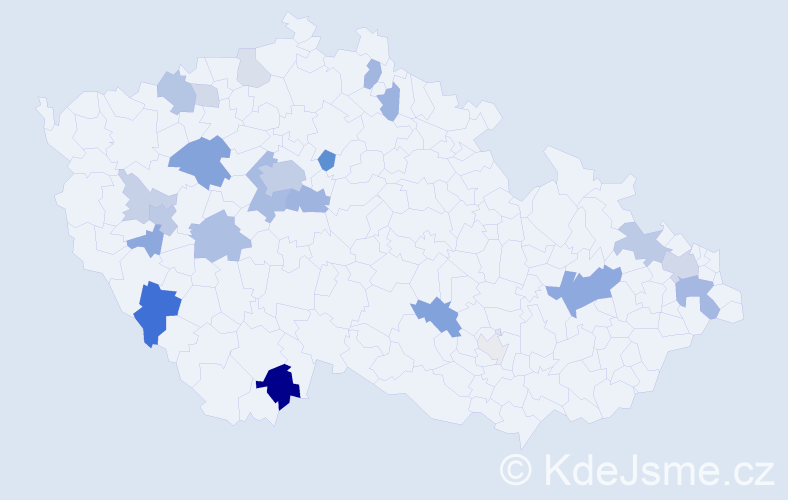 Příjmení: 'Todorovová', počet výskytů 61 v celé ČR