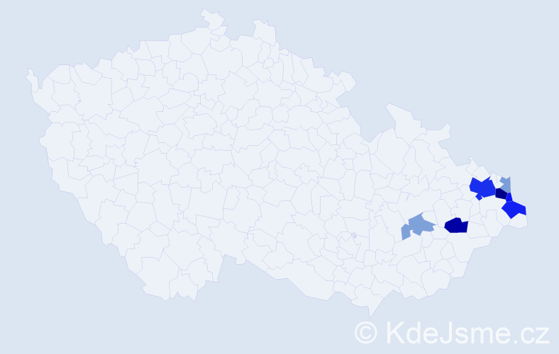 Příjmení: 'Kabiesz', počet výskytů 18 v celé ČR