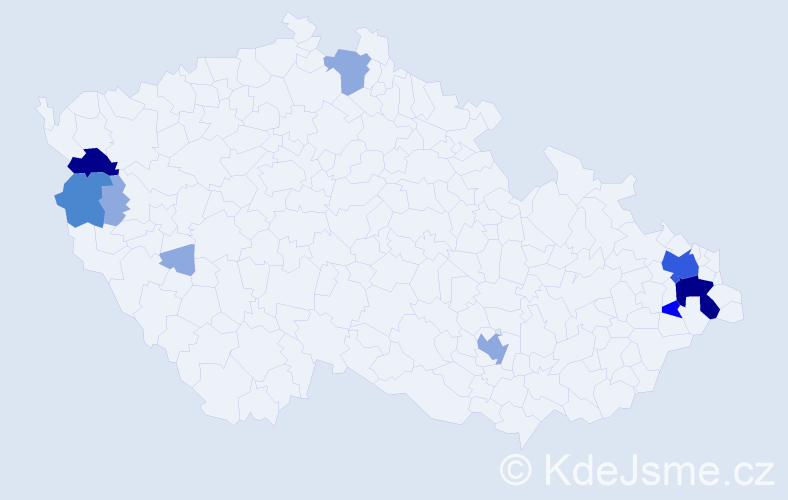 Příjmení: 'Karoly', počet výskytů 23 v celé ČR