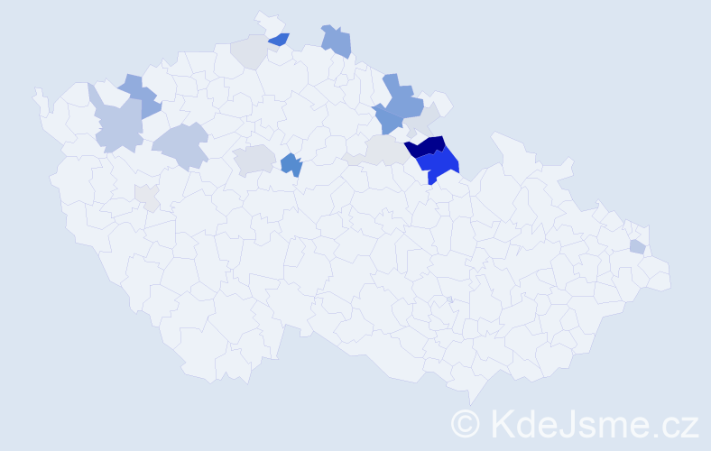 Příjmení: 'Zounarová', počet výskytů 58 v celé ČR