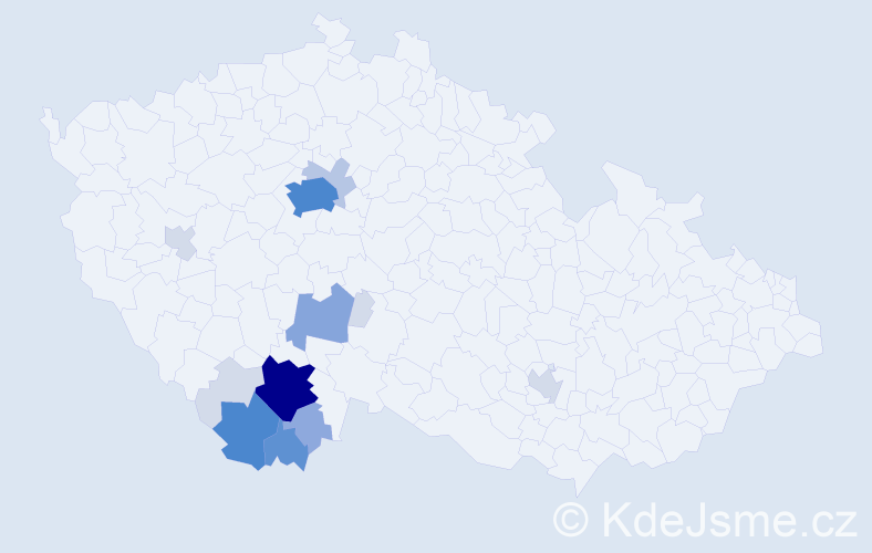 Příjmení: 'Kroneislová', počet výskytů 53 v celé ČR