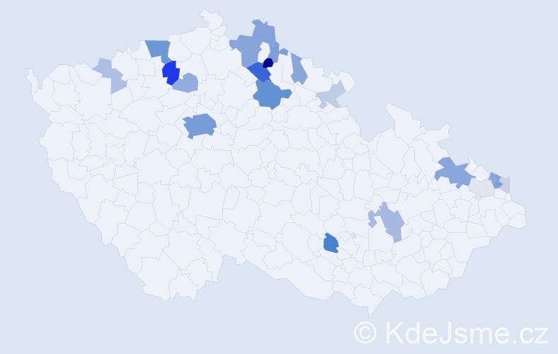 Příjmení: 'Adamičková', počet výskytů 71 v celé ČR