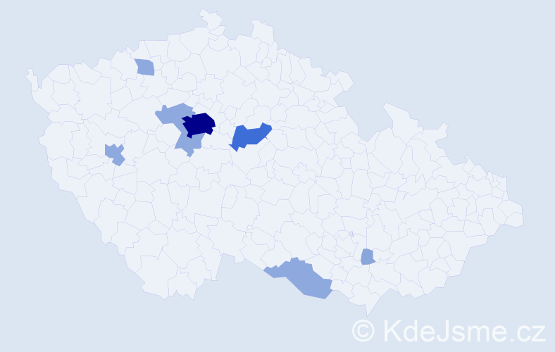 Příjmení: 'Kemza', počet výskytů 21 v celé ČR