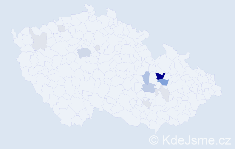 Příjmení: 'Vyjídáček', počet výskytů 53 v celé ČR