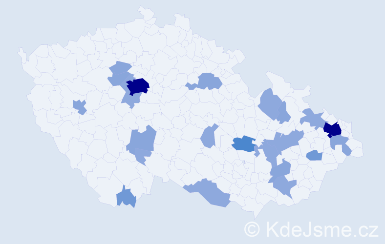 Příjmení: 'Grigová', počet výskytů 53 v celé ČR