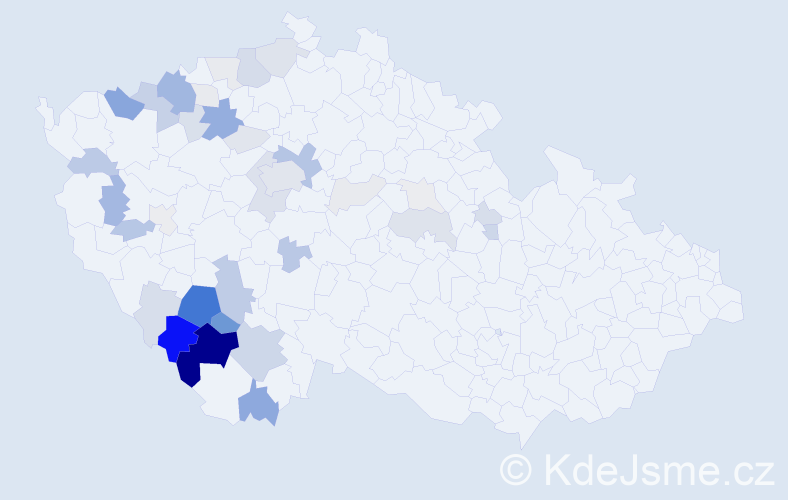 Příjmení: 'Předotová', počet výskytů 144 v celé ČR