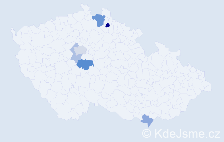 Příjmení: 'Kačmar', počet výskytů 11 v celé ČR