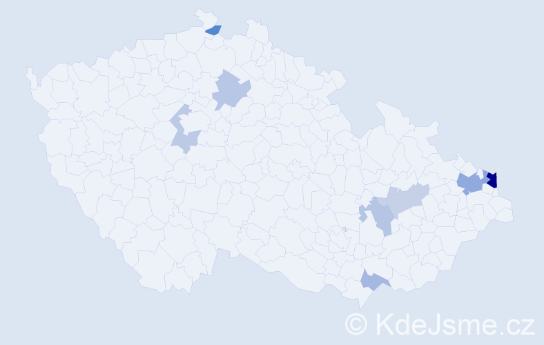 Příjmení: 'Kubisa', počet výskytů 18 v celé ČR