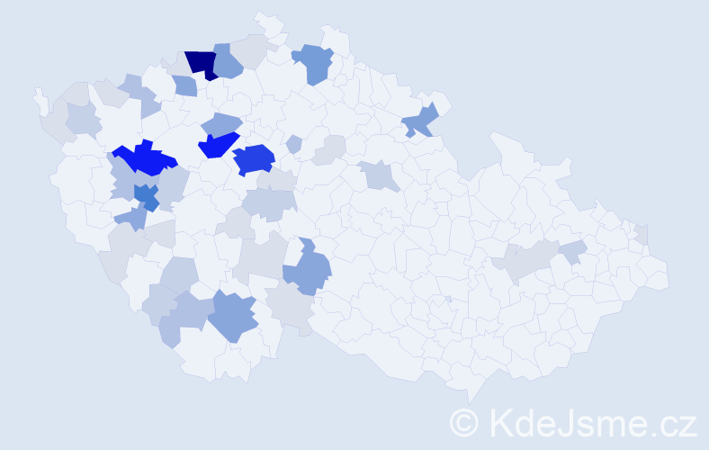 Příjmení: 'Bundová', počet výskytů 166 v celé ČR