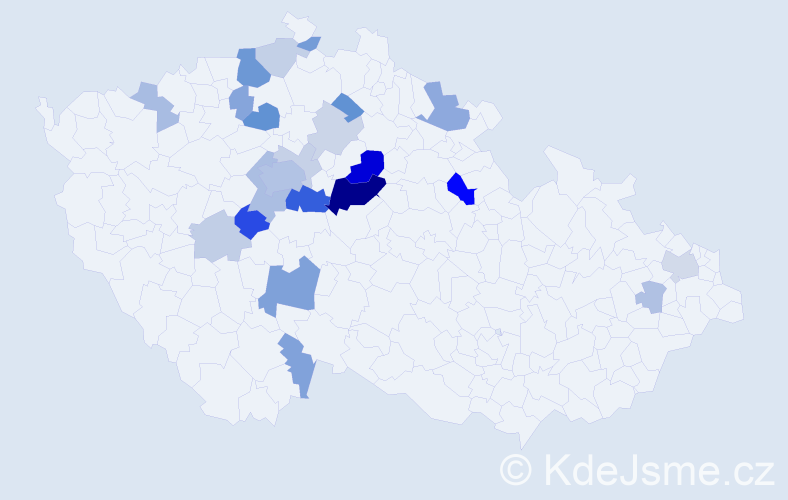 Příjmení: 'Zahajský', počet výskytů 64 v celé ČR