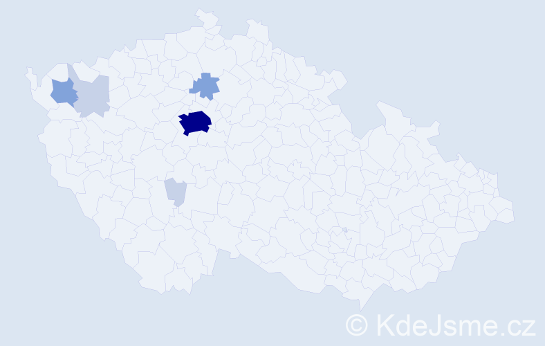 Příjmení: 'Rymonová', počet výskytů 20 v celé ČR