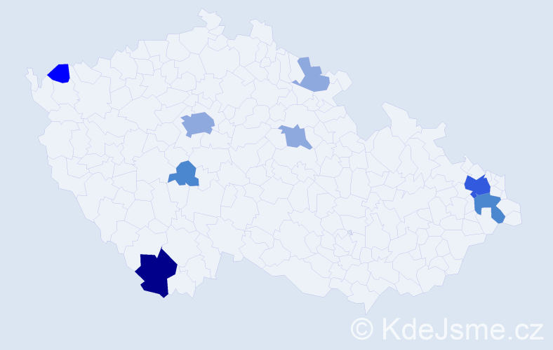 Příjmení: 'Čabaj', počet výskytů 19 v celé ČR