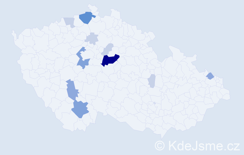 Příjmení: 'Mokráček', počet výskytů 31 v celé ČR