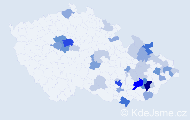 Příjmení: 'Páleníčková', počet výskytů 110 v celé ČR