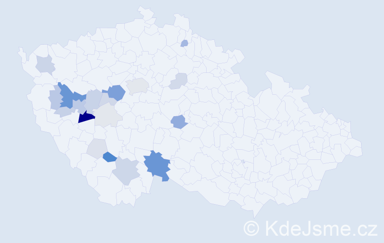 Příjmení: 'Hubinger', počet výskytů 70 v celé ČR