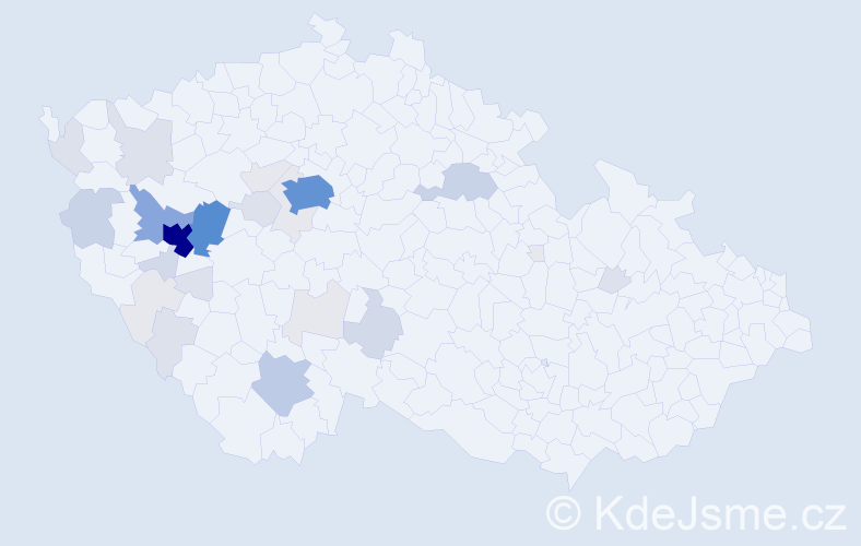 Příjmení: 'Hucl', počet výskytů 137 v celé ČR