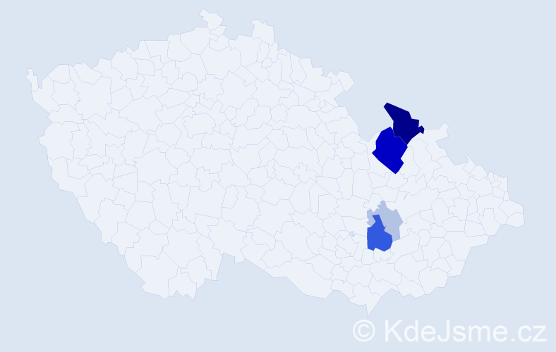 Příjmení: 'Ignačáková', počet výskytů 14 v celé ČR