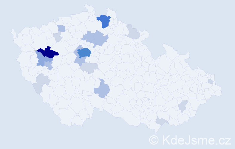 Příjmení: 'Bartásek', počet výskytů 52 v celé ČR