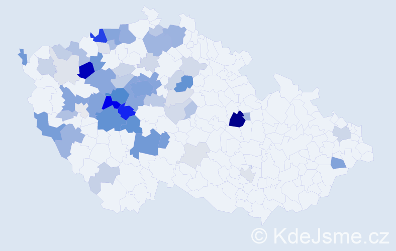 Příjmení: 'Vostárková', počet výskytů 226 v celé ČR