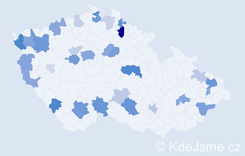 Příjmení: 'Doan', počet výskytů 77 v celé ČR