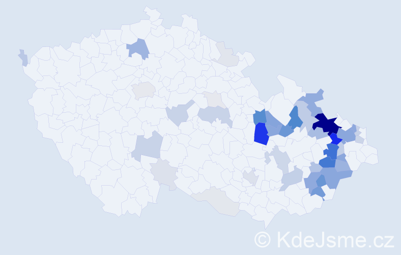 Příjmení: 'Košárek', počet výskytů 204 v celé ČR