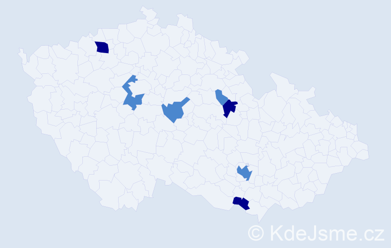 Příjmení: 'Bliznák', počet výskytů 13 v celé ČR