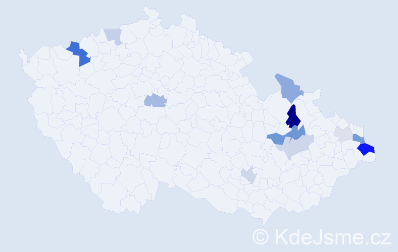 Příjmení: 'Čapkovičová', počet výskytů 23 v celé ČR