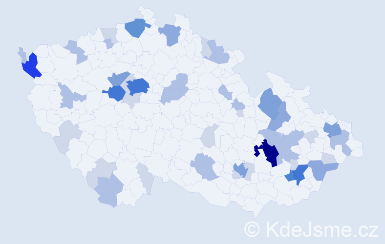 Příjmení: 'Salajová', počet výskytů 134 v celé ČR