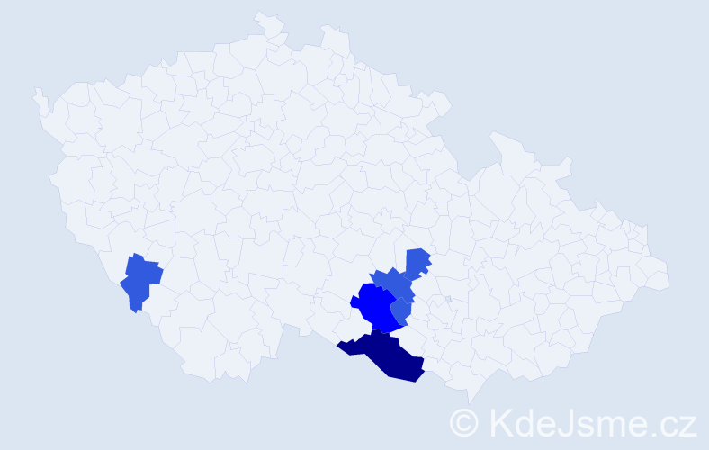 Příjmení: 'Plucek', počet výskytů 21 v celé ČR