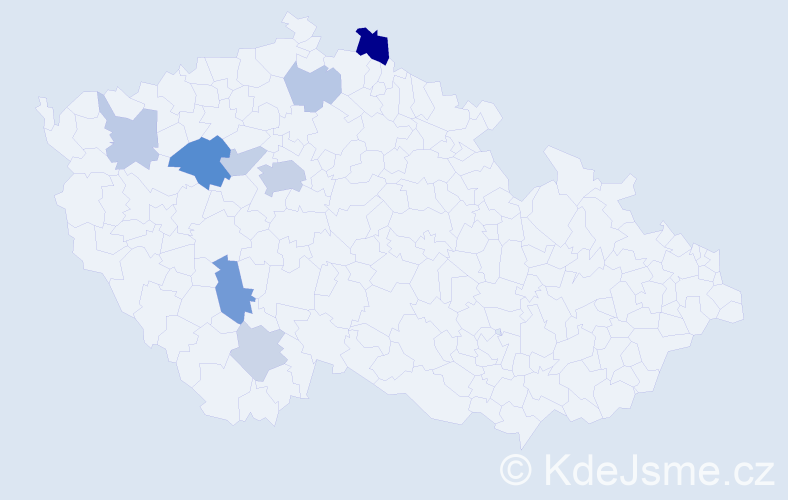 Příjmení: 'Pohnanová', počet výskytů 19 v celé ČR