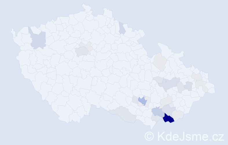 Příjmení: 'Gazárek', počet výskytů 115 v celé ČR