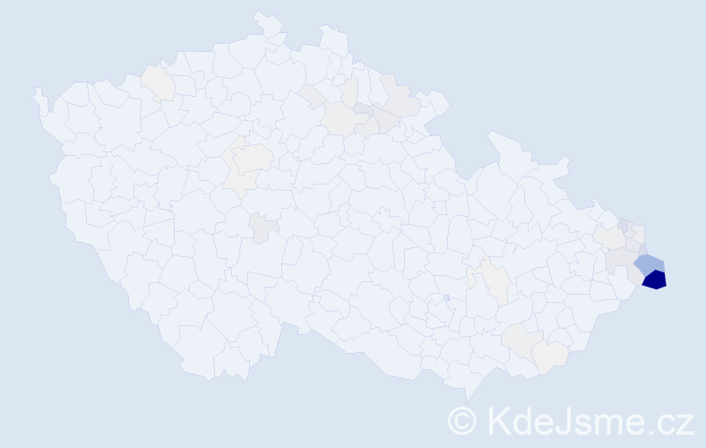 Příjmení: 'Kluz', počet výskytů 209 v celé ČR