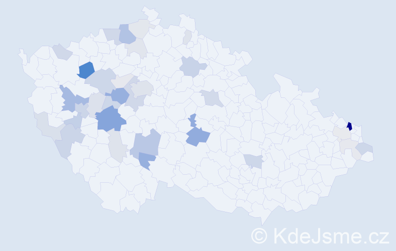 Příjmení: 'Bacíková', počet výskytů 102 v celé ČR