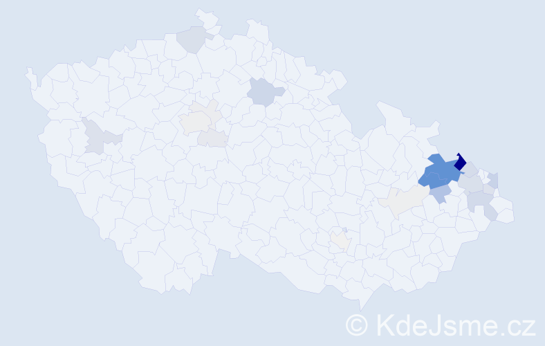 Příjmení: 'Pavera', počet výskytů 95 v celé ČR