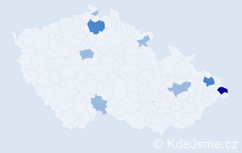 Příjmení: 'Mankovecký', počet výskytů 13 v celé ČR