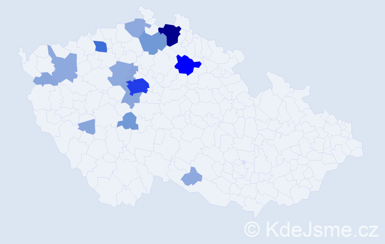 Příjmení: 'Kabeláková', počet výskytů 46 v celé ČR