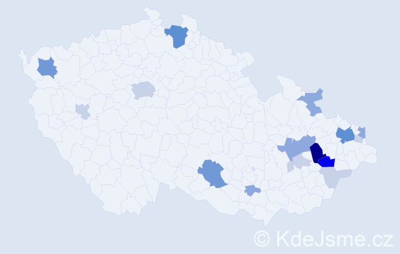 Příjmení: 'Bělocká', počet výskytů 53 v celé ČR